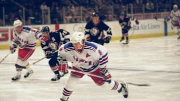 Adam Graves #9 of the New York Rangers Mandatory Credit: Ezra C. Shaw /Allsport