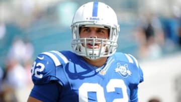 Sep 29, 2013; Jacksonville, FL, USA; Indianapolis Colts outside linebacker Bjoern Werner (92) warms up before the start of the game against the Jacksonville Jaguars at EverBank Field. Mandatory Credit: Melina Vastola-USA TODAY Sports