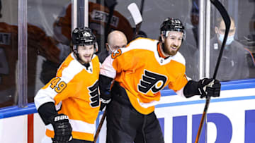Kevin Hayes and Joel Farabee, Philadelphia Flyers (Photo by Elsa/Getty Images)
