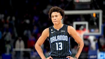 R.J. Hampton #13 of the Orlando Magic looks on against the Detroit Pistons . (Photo by Nic Antaya/Getty Images)