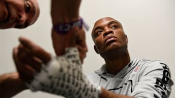 BROOKLYN, NEW YORK - FEBRUARY 11: Anderson Silva of Brazil gets his hands wrapped backstage during the UFC 208 event inside Barclays Center on February 11, 2017 in Brooklyn, New York. (Photo by Mike Roach/Zuffa LLC/Zuffa LLC via Getty Images)
