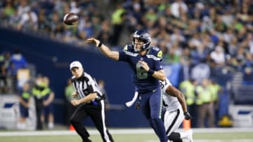 Auburn footballAug 30, 2018; Seattle, WA, USA; Seattle Seahawks quarterback Austin Davis (6) passes against the Oakland Raiders during the second quarter at CenturyLink Field. Mandatory Credit: Joe Nicholson-USA TODAY Sports