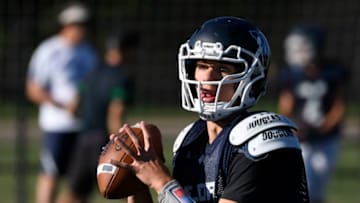 HIGHLANDS RANCH, CO - JULY 20: Valor Christian QB Luke McCaffrey during practice at Valor July 20, 2017. (Photo by Andy Cross/The Denver Post via Getty Images)