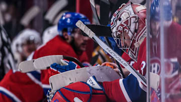 MONTREAL, QC - JANUARY 20: Montreal Canadiens goaltender Carey Price (31) sits on the bench after being pulled out at the end of the third period of the NHL game between the Boston Bruins and the Montreal Canadiens on January 20, 2018, at the Bell Centre in Montreal, QC (Photo by Vincent Ethier/Icon Sportswire via Getty Images)