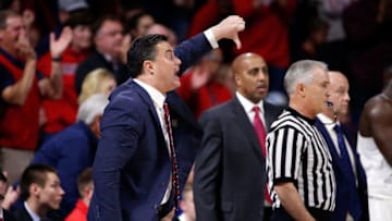 TUCSON, AZ - MARCH 01: Head coach Sean Miller of the Arizona Wildcats gestures during the first half of the college basketball game against the Stanford Cardinal at McKale Center on March 1, 2018 in Tucson, Arizona. (Photo by Chris Coduto/Getty Images)
