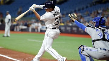 ST. PETERSBURG, FL - SEPTEMBER 05: Kean Wong #31 of the Tampa Bay Rays at bat against the Toronto Blue Jays at Tropicana Field on Thursday, September 5, 2019 in St. Petersburg, Florida. (Photo by Mike Carlson/MLB Photos via Getty Images)