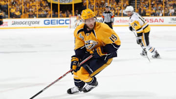 NASHVILLE, TN - JUNE 5: Calle Jarnkrok #19 of the Nashville Predators skates against the Pittsburgh Penguins during Game Four of the 2017 NHL Stanley Cup Final at Bridgestone Arena on June 5, 2017 in Nashville, Tennessee. (Photo by John Russell/NHLI via Getty Images)