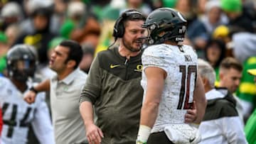 Auburn football reportedly has mutual interest with the current head coach of former Tigers quarterback from 2019-2021, Bo Nix (Photo by Dustin Bradford/Getty Images)