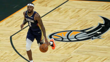 ORLANDO, FL - APRIL 22: Naji Marshall #8 of the New Orleans Pelicans (Photo by Alex Menendez/Getty Images)