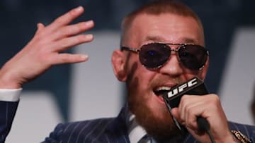 NEW YORK, NY - SEPTEMBER 27: Conor McGregor addresses the media at the UFC 205 press conference at The Theater at Madison Square Garden on September 27, 2016 in New York City. (Photo by Michael Reaves/Getty Images)