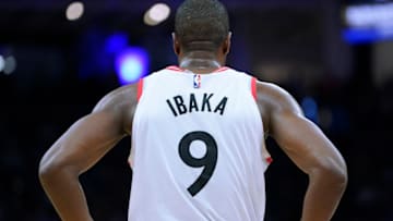 SACRAMENTO, CALIFORNIA - MARCH 08: Serge Ibaka #9 of the Toronto Raptors looks on against the Sacramento Kings during the second half of an NBA basketball game at Golden 1 Center on March 08, 2020 in Sacramento, California. NOTE TO USER: User expressly acknowledges and agrees that, by downloading and or using this photograph, User is consenting to the terms and conditions of the Getty Images License Agreement. (Photo by Thearon W. Henderson/Getty Images)