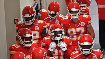 KANSAS CITY, MO - DECEMBER 01: Players of the Kansas City Chiefs walk through the tunnel prior to a game against the Oakland Raiders at Arrowhead Stadium on December 1, 2019 in Kansas City, Missouri. (Photo by Peter G. Aiken/Getty Images)