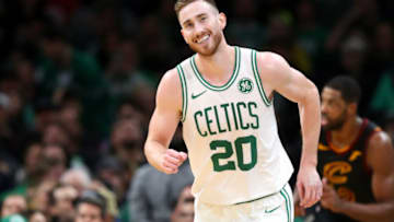 BOSTON, MASSACHUSETTS - DECEMBER 09: Gordon Hayward #20 of the Boston Celtics smiles during the second half of the game against the Cleveland Cavaliers at TD Garden on December 09, 2019 in Boston, Massachusetts. The Celtics defeat the Cavaliers 110-88. (Photo by Maddie Meyer/Getty Images)