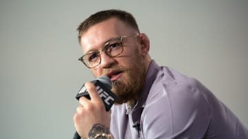 LAS VEGAS, NV - AUGUST 12: UFC featherweight champion Conor McGregor speaks to the media on August 12, 2016 in Las Vegas, Nevada. (Photo by Brandon Magnus/Zuffa LLC/Zuffa LLC via Getty Images)
