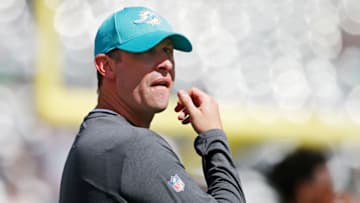 EAST RUTHERFORD, NJ - SEPTEMBER 24: Head coach Adam Gase of the Miami Dolphins looks on prior to an NFL game against the New York Jets at MetLife Stadium on September 24, 2017 in East Rutherford, New Jersey. (Photo by Rich Schultz/Getty Images)