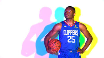MADISON, NJ - AUGUST 11: Mfiondu Kabengele #25 of the LA Clippers poses for a portrait during the 2019 NBA Rookie Photo Shoot on August 11, 2019 at the Fairleigh Dickinson University in Madison, New Jersey. NOTE TO USER: User expressly acknowledges and agrees that, by downloading and or using this photograph, User is consenting to the terms and conditions of the Getty Images License Agreement. Mandatory Copyright Notice: Copyright 2019 NBAE (Photo by Brian Babineau/NBAE via Getty Images)