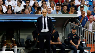 MADRID, SPAIN - 2019/10/01: Real Madrid CF's Zinedine Zidane in action during the UEFA Champions League match between Real Madrid and Club Brugge at Santiago Bernabeu Stadium.(Final score: Real Madrid 2-2 Bruges). (Photo by Manu Reino/SOPA Images/LightRocket via Getty Images)