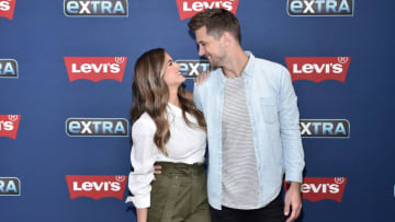 NEW YORK, NEW YORK - OCTOBER 30: (EXCLUSIVE COVERAGE) JoJo Fletcher and Jordan Rodgers visit "Extra" filmed live at the Levi's Store Times Square on October 30, 2019 in New York City. (Photo by Steven Ferdman/Getty Images)