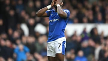 LIVERPOOL, ENGLAND - MARCH 31: Yannick Bolasie of Everton reacts during the Premier League match between Everton and Manchester City at Goodison Park on March 31, 2018 in Liverpool, England. (Photo by Gareth Copley/Getty Images)