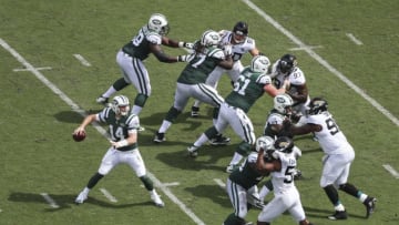 JACKSONVILLE, FL - SEPTEMBER 30: Sam Darnold #14 of the New York Jets drops back during the second half against the Jacksonville Jaguars at TIAA Bank Field on September 30, 2018 in Jacksonville, Florida. (Photo by Scott Halleran/Getty Images)