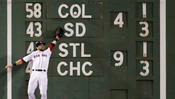 Sep 24, 2014; Boston, MA, USA; Boston Red Sox left fielder Bryce Brentz (73) can