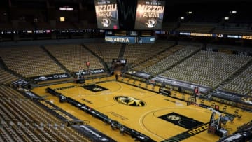 Dec 9, 2020; Columbia, Missouri, USA; A general view of the court and arena before the game between the Missouri Tigers and Liberty Flames at Mizzou Arena. Mandatory Credit: Denny Medley-USA TODAY Sports