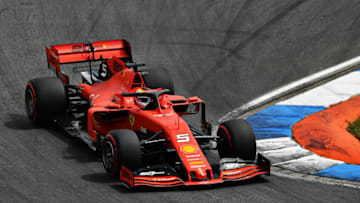 HOCKENHEIM, GERMANY - JULY 27: Sebastian Vettel of Germany driving the (5) Scuderia Ferrari SF90 on track during final practice for the F1 Grand Prix of Germany at Hockenheimring on July 27, 2019 in Hockenheim, Germany. (Photo by Dan Mullan/Getty Images)