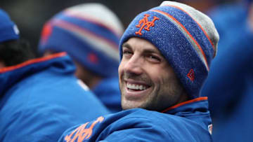 NEW YORK, NY - APRIL 15: David Wright of the New York Mets looks on during their game against the Milwaukee Brewers at Citi Field on April 15, 2018 in New York City. All players are wearing #42 in honor of Jackie Robinson Day. (Photo by Al Bello/Getty Images)
