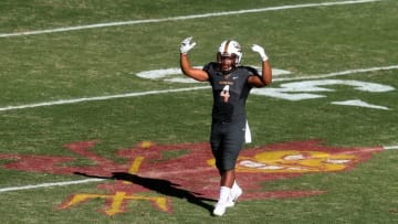 Nov 8, 2014; Tempe, AZ, USA; Arizona State Sun Devils running back Demario Richard (4) against the Notre Dame Fighting Irish at Sun Devil Stadium. Arizona State defeated Notre Dame 55-31. Mandatory Credit: Mark J. Rebilas-USA TODAY Sports