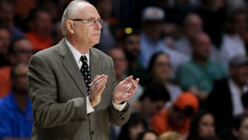MIAMI, FL - JANUARY 28: Head coach Jim Larranaga of the Miami Hurricanes during the second half of the game against the North Carolina Tar Heels at the Watsco Center on January 28, 2017 in Miami, Florida. (Photo by Rob Foldy/Getty Images)