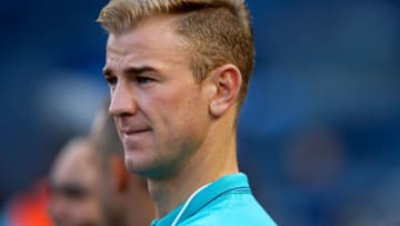May 30, 2015; New York, NY, USA; Manchester City goalkeeper Joe Hart before the start of New York City FC vs. Houston Dynamo soccer game at Yankee Stadium. Mandatory Credit: Noah K. Murray-USA TODAY Sports