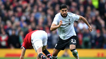 MANCHESTER, ENGLAND - MARCH 10: Emre Can of Liverpool runs with the ball during the Premier League match between Manchester United and Liverpool at Old Trafford on March 10, 2018 in Manchester, England. (Photo by Laurence Griffiths/Getty Images)