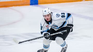 WINNIPEG, CANADA - FEBRUARY 08: Matthew Savoie #93 of the Winnipeg ICE skates during first period action against the Calgary Hitmen at Wayne Fleming Arena on February 08, 2023 in Winnipeg, Manitoba, Canada. (Photo by Jonathan Kozub/Getty Images)