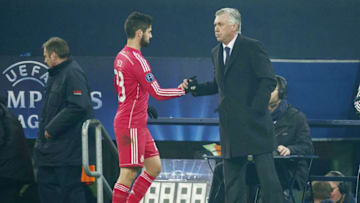 (L-R) Isco of Real Madrid, coach Carlo Ancelotti of Real Madrid during the round of 16 UEFA Champions League match between Schalke 04 and Real Madrid on February 18, 2015 at the Veltins Arena in Gelsenkirchen, Germany.(Photo by VI Images via Getty Images)