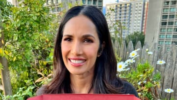Padma Lakshmi discusses the new Sprinkles Diwali Cupcake, photo provided by Sprinkles