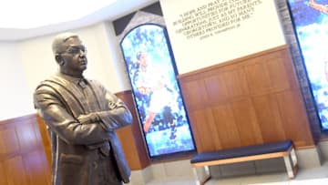 WASHINGTON, DC - APRIL 05: Statue of Thompson Jr. is seen prior to NBA Hall of Famer and former Georgetown Hoyas player Ewing being introduced as the Georgetown Hoyas' new head basketball coach at the John Thompson Jr. Athletic Center on April 5, 2017 in Washington, DC. (Photo by Mitchell Layton/Getty Images)