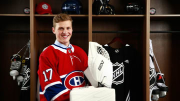 CHICAGO, IL - JUNE 24: Cayden Primeau, 199th overall pick of the Montreal Canadiens, poses for a portrait during the 2017 NHL Draft at United Center on June 24, 2017 in Chicago, Illinois. (Photo by Jeff Vinnick/NHLI via Getty Images)