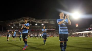Jul 29, 2015; Denver, CO, USA; Tottenham Hotspur players react after the 2015 MLS All Star Game against the MLS All Stars at Dick's Sporting Goods Park. MLS All Stars won 2-1. Mandatory Credit: Chris Humphreys-USA TODAY Sports