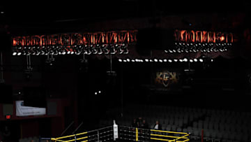 MASHANTUCKET, CT - JULY 28: Lion Fight ring prior to the start of the event on July 28, 2018 at Lion Fight 45 at the Fox Theater of Foxwoods Casino in Mashantucket, Connecticut (Photo by Williams Paul/Icon Sportswire via Getty Images)