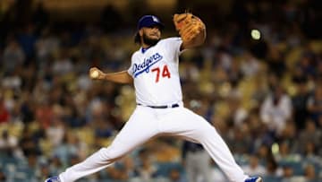 LOS ANGELES, CA - SEPTEMBER 27: Kenley Jansen #74 of the Los Angeles Dodgers pitches during the ninth inning of a game against the San Diego Padres at Dodger Stadium on September 27, 2017 in Los Angeles, California. (Photo by Sean M. Haffey/Getty Images)