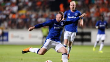 RUZOMBEROK, SLOVAKIA - AUGUST 03: Wayne Rooney in action during the UEFA Europa League Qualifier between MFK Ruzomberok and Everton on August 3, 2017 in Ruzomberok, Slovakia. (Photo by Press Focus/MB Media/Getty Images)