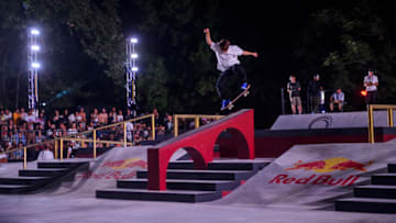 ROME, ITALY - JULY 03: Yuto Horigome of Japan in action during the men's Final of the World Street Skateboarding Rome 2022 at Colle Oppio park, on July 3, 2022 in Rome, Italy. (Photo by Antonio Masiello/Getty Images)