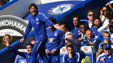 LONDON, ENGLAND - AUGUST 12: Antonio Conte, Manager of Chelsea gives his team instructions during the Premier League match between Chelsea and Burnley at Stamford Bridge on August 12, 2017 in London, England. (Photo by Dan Mullan/Getty Images)