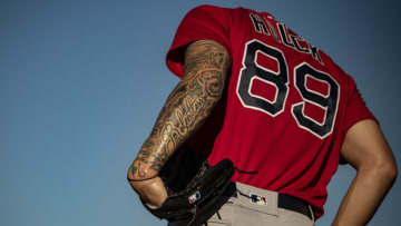FT. MYERS, FL - FEBRUARY 24: Tanner Houck #89 of the Boston Red Sox throws during the MGM Sox at Sundown spring training team night workout on February 24, 2021 at jetBlue Park at Fenway South in Fort Myers, Florida. (Photo by Billie Weiss/Boston Red Sox/Getty Images)