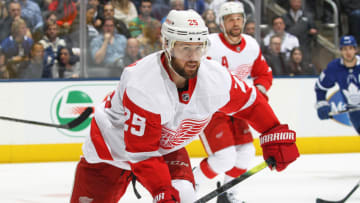 TORONTO, ON - DECEMBER 21: Mike Green #25 of the Detroit Red Wings skates against the Toronto Maple Leafs during an NHL game at Scotiabank Arena on December 21, 2019 in Toronto, Ontario, Canada. The Maple Leafs defeated the Red Wings 4-1. (Photo by Claus Andersen/Getty Images)