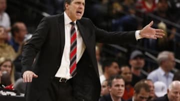 Dec 16, 2015; San Antonio, TX, USA; Washington Wizards head coach Randy Wittman gestures from the sidelines during the second half against the San Antonio Spurs at AT&T Center. Mandatory Credit: Soobum Im-USA TODAY Sports