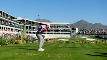 SCOTTSDALE, ARIZONA - FEBRUARY 02: Tom Hoge plays his shot from the 16th tee during the final round of the Waste Management Phoenix Open at TPC Scottsdale on February 02, 2020 in Scottsdale, Arizona. (Photo by Steven Ryan/Getty Images)