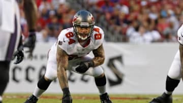 Aug 8, 2013; Tampa, FL, USA; Tampa Bay Buccaneers tight end Tom Crabtree (84) against the Baltimore Ravens during the first quarter at Raymond James Stadium. Mandatory Credit: Kim Klement-USA TODAY Sports