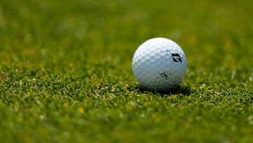 AUGUSTA, GEORGIA - APRIL 11: A detail of the ball of Fred Couples of the United States (not pictured) on the 18th green during the first round of the Masters at Augusta National Golf Club on April 11, 2019 in Augusta, Georgia. (Photo by Kevin C. Cox/Getty Images)