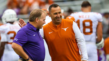 Gary Patterson, Steve Sarkisian, Texas Football Mandatory Credit: Kevin Jairaj-USA TODAY Sports